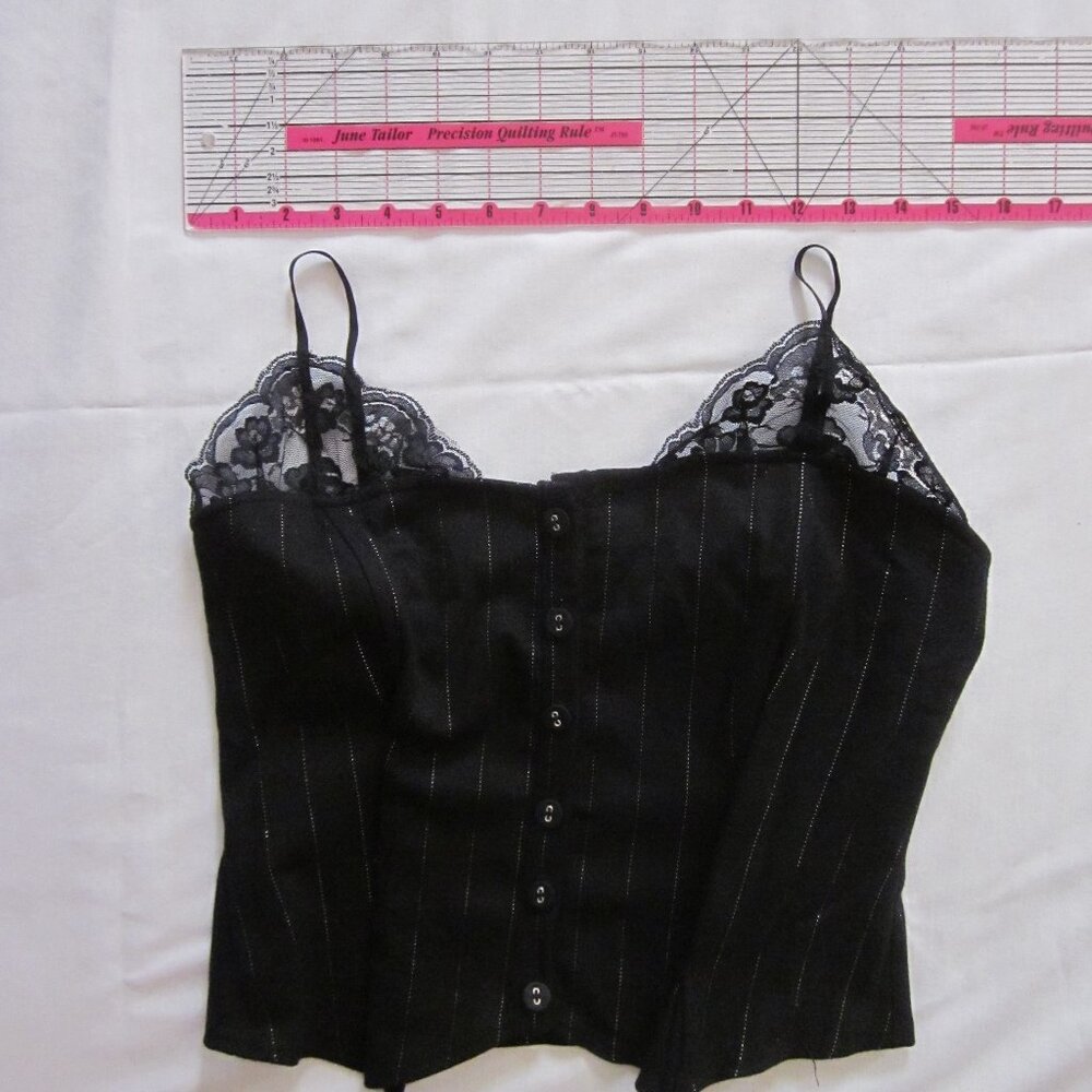 NWT Rampage Pinstripe and Lace Top - Jr's sz L - Picture 3 of 12